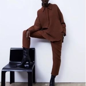 Zara Waffle Brown Pants